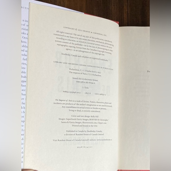 The Emperor of Paris by C.S. Richardson. Hardcover 2012 - Excellent Book! - Picture 9 of 11